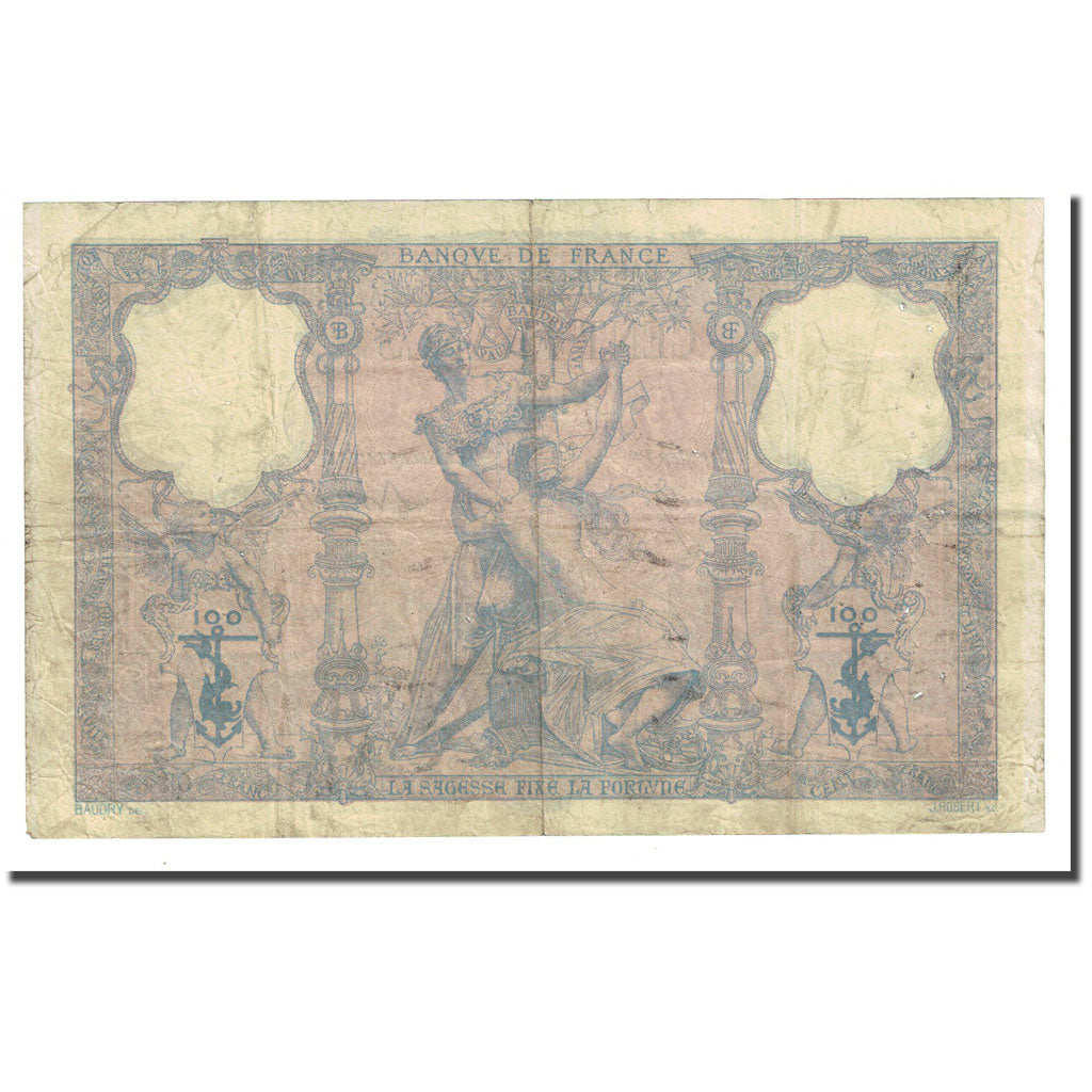 França, 100 Francs, Bleu et Rose, 1897-10-27, VF(30-35), Fayette:21.10, KM:65b
