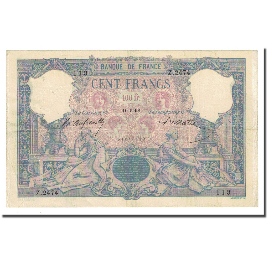 Frankreich, 100 Francs, Bleu et Rose, 1898-05-16, SS, Fayette:21.11, KM:65b