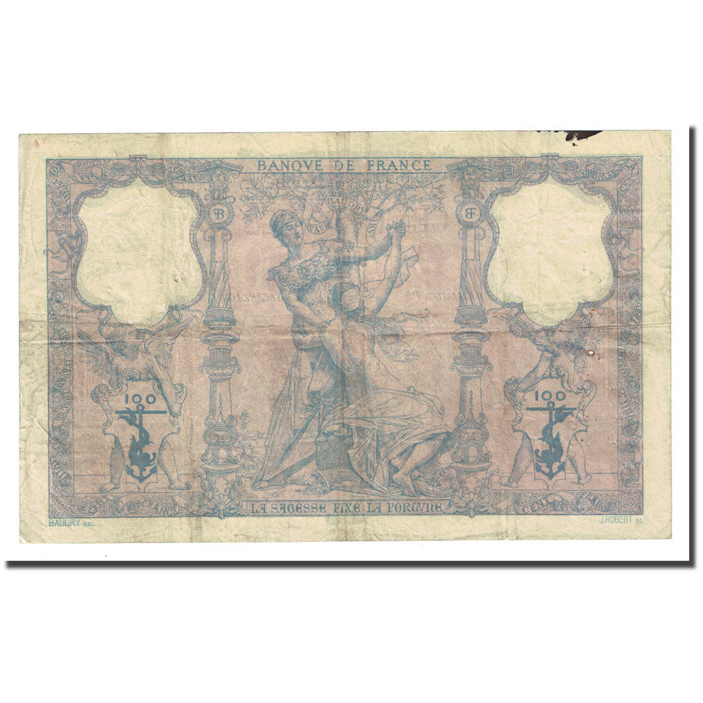 França, 100 Francs, Bleu et Rose, 1899-04-17, VF(30-35), Fayette:21.12, KM:65b