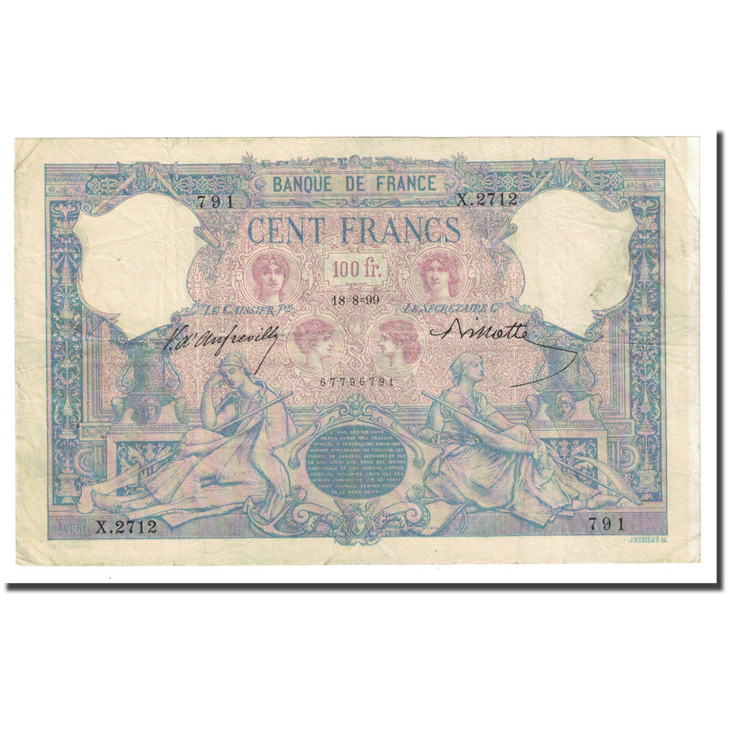 Frankreich, 100 Francs, Bleu et Rose, 1899-08-18, SS, Fayette:21.12, KM:65b