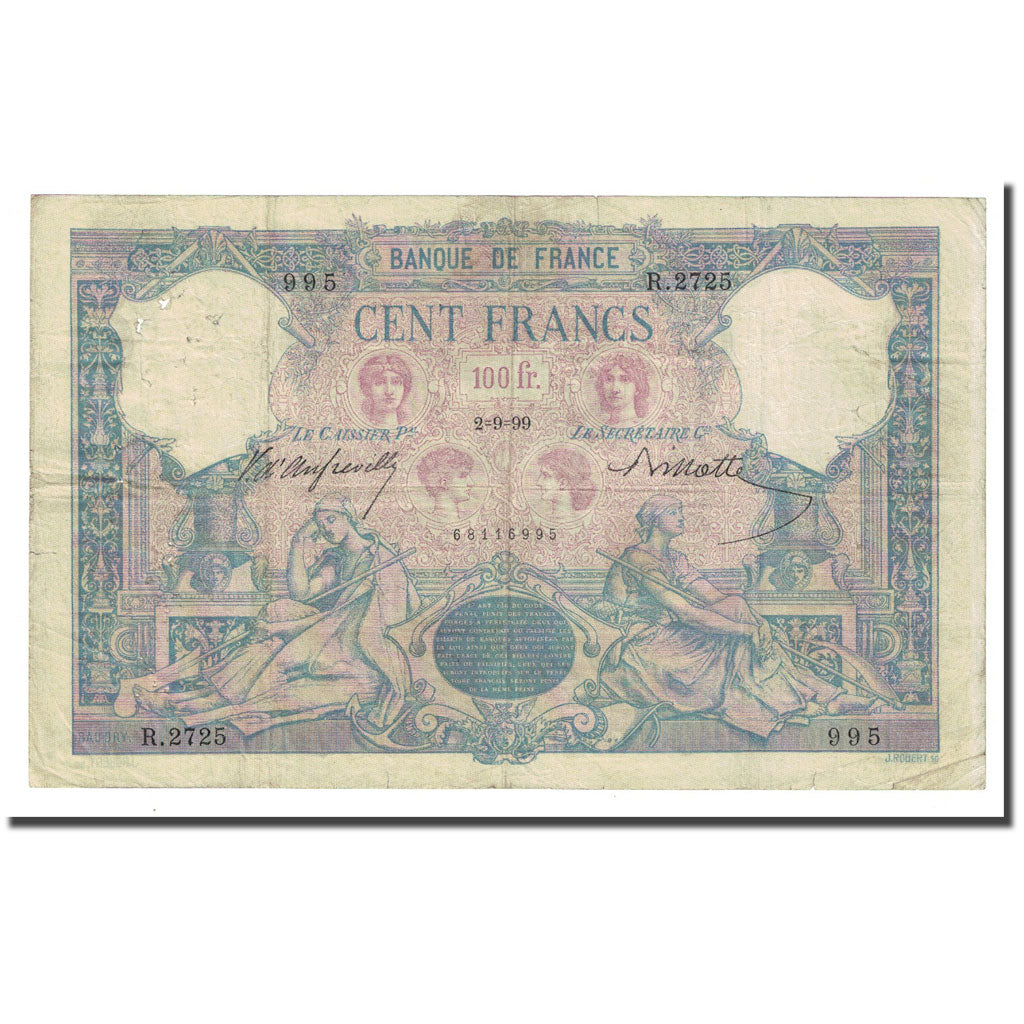 Frankreich, 100 Francs, Bleu et Rose, 1899-09-02, S+, Fayette:21.12, KM:65b