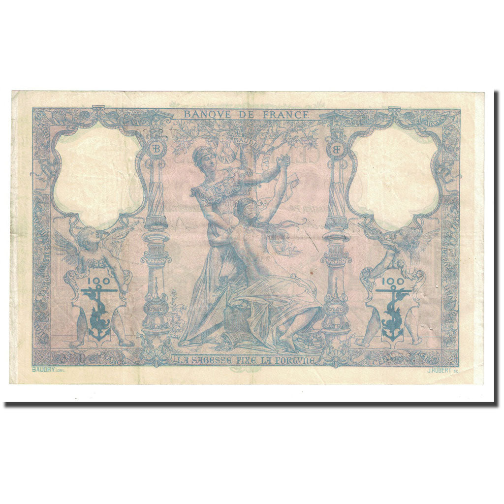 França, 100 Francs, Bleu et Rose, 1900-02-10, AU(50-53), Fayette:21.13, KM:65b