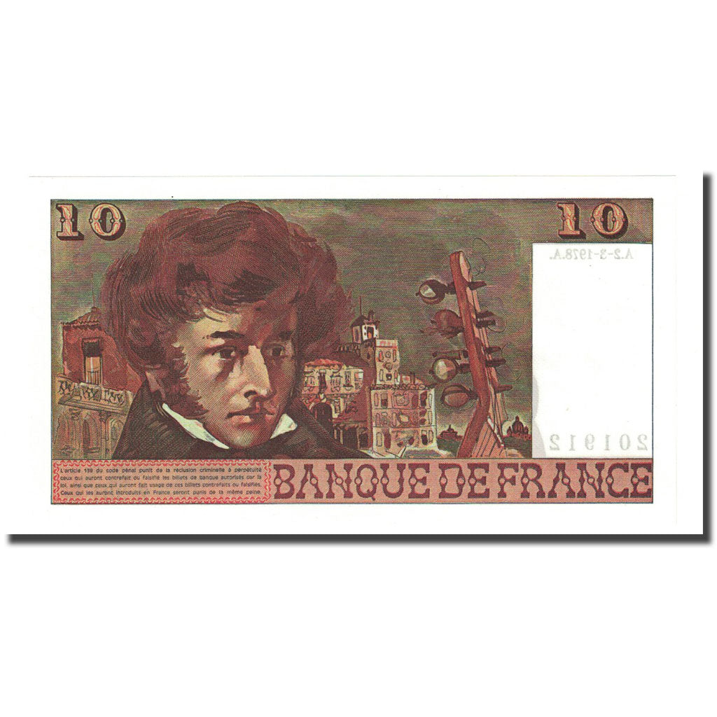França, 10 Francs, Berlioz, 1978-03-02, UNC(65-70), Fayette:63.23, KM:150c