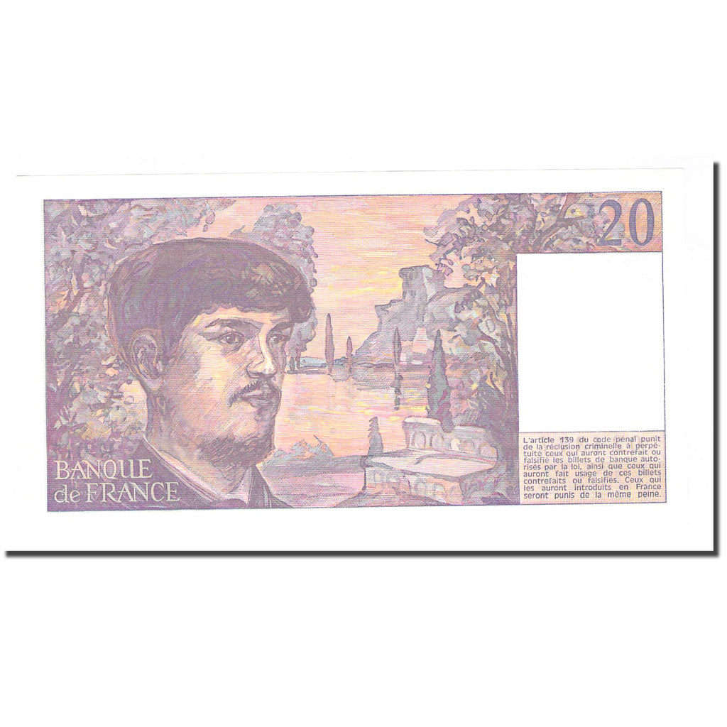 França, 20 Francs, Debussy, 1986, UNC(65-70), Fayette:66.7, KM:151a
