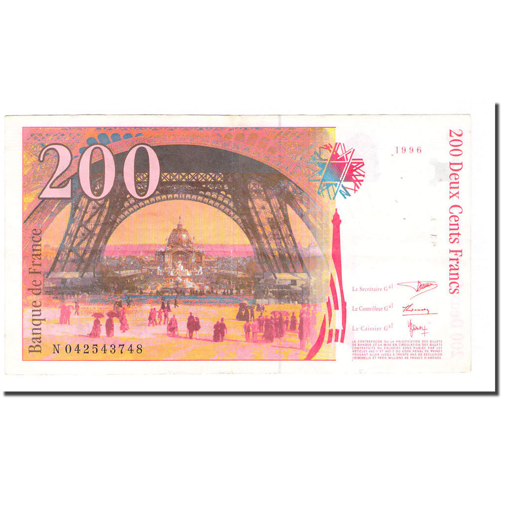 France, 200 Francs, Eiffel, 1996, EF(40-45), Fayette:75.3a, KM:159a