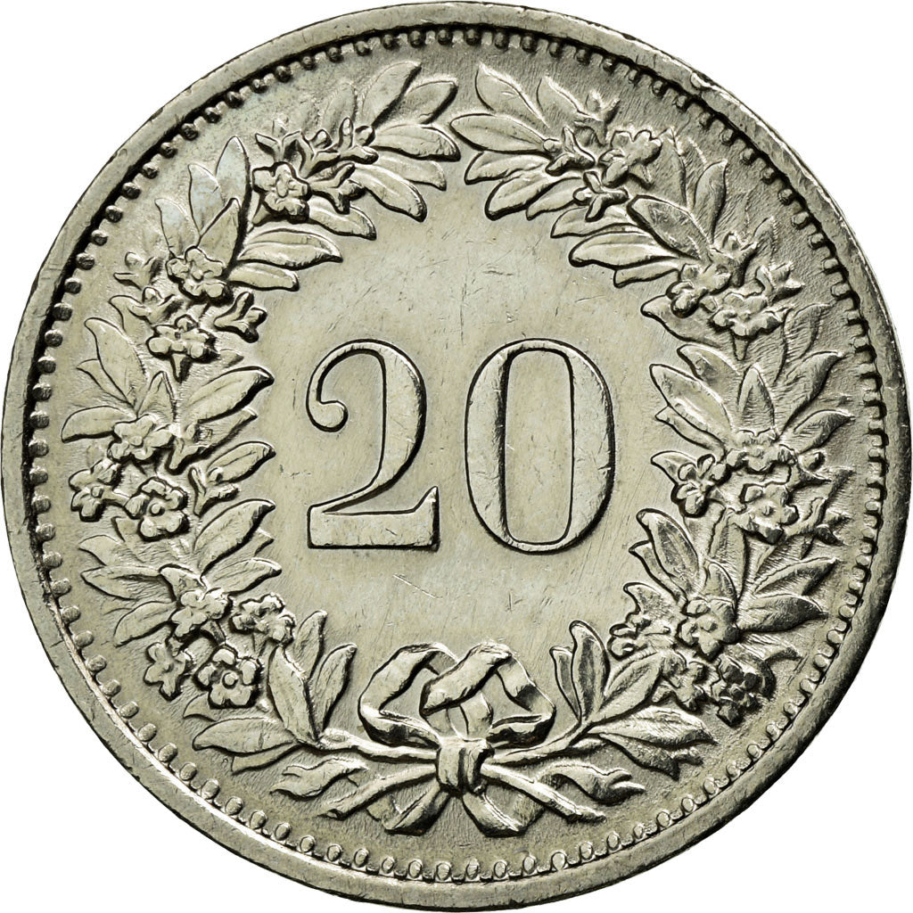 Coin, Switzerland, 20 Rappen, 1971, Bern, EF(40-45), Copper-nickel, KM:29a