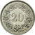 Moneta, Szwajcaria, 20 Rappen, 1975, Bern, AU(55-58), Miedź-Nikiel, KM:29a