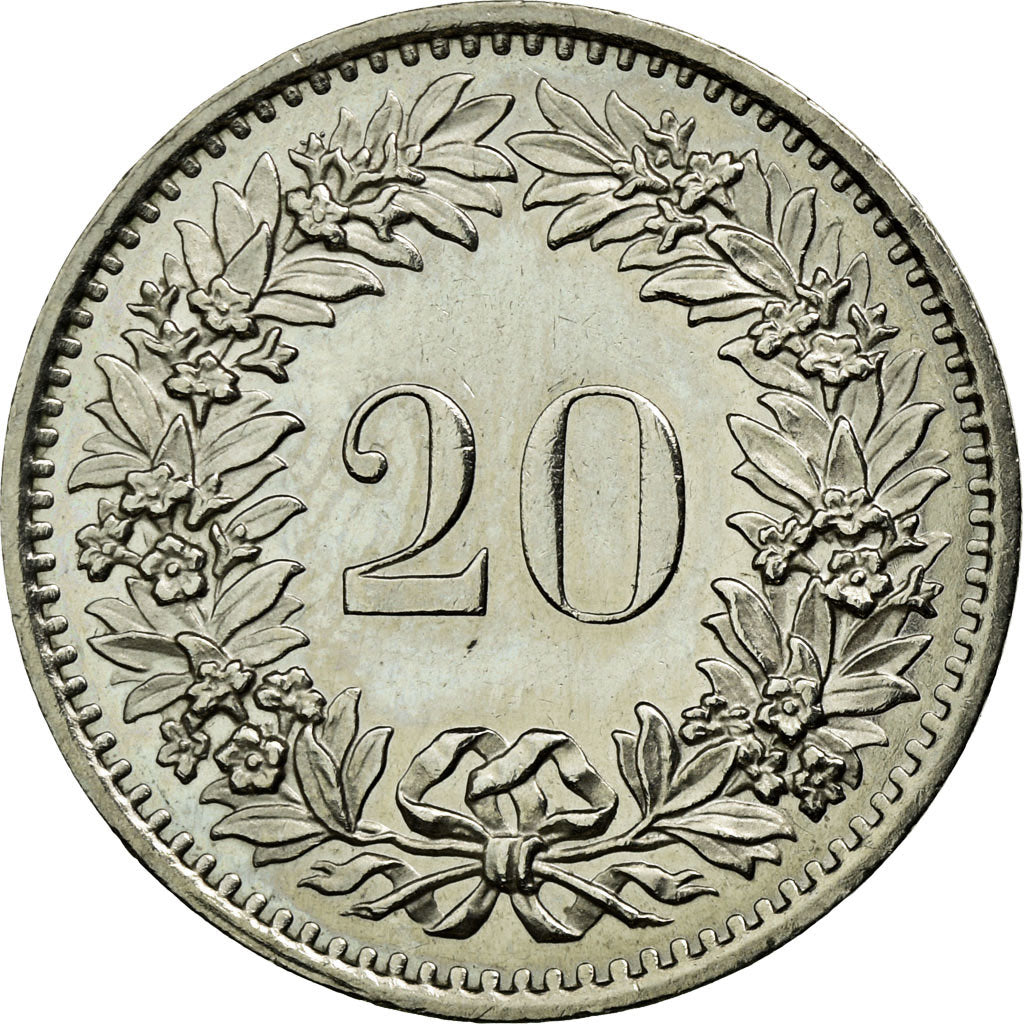 Moneta, Svizzera, 20 Rappen, 1975, Bern, SPL-, Rame-nichel, KM:29a