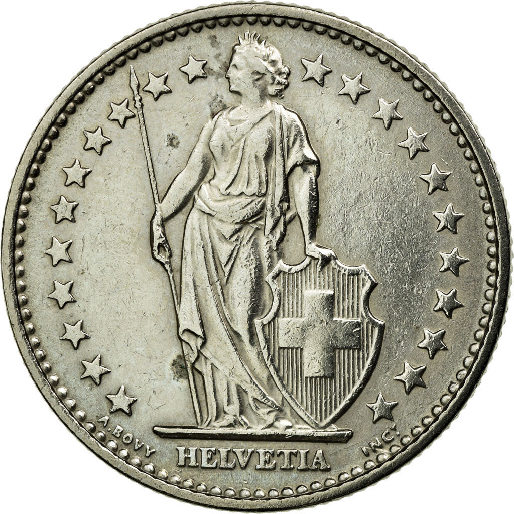 Coin, Switzerland, 2 Francs, 1968, Bern, EF(40-45), Copper-nickel, KM:21a.1