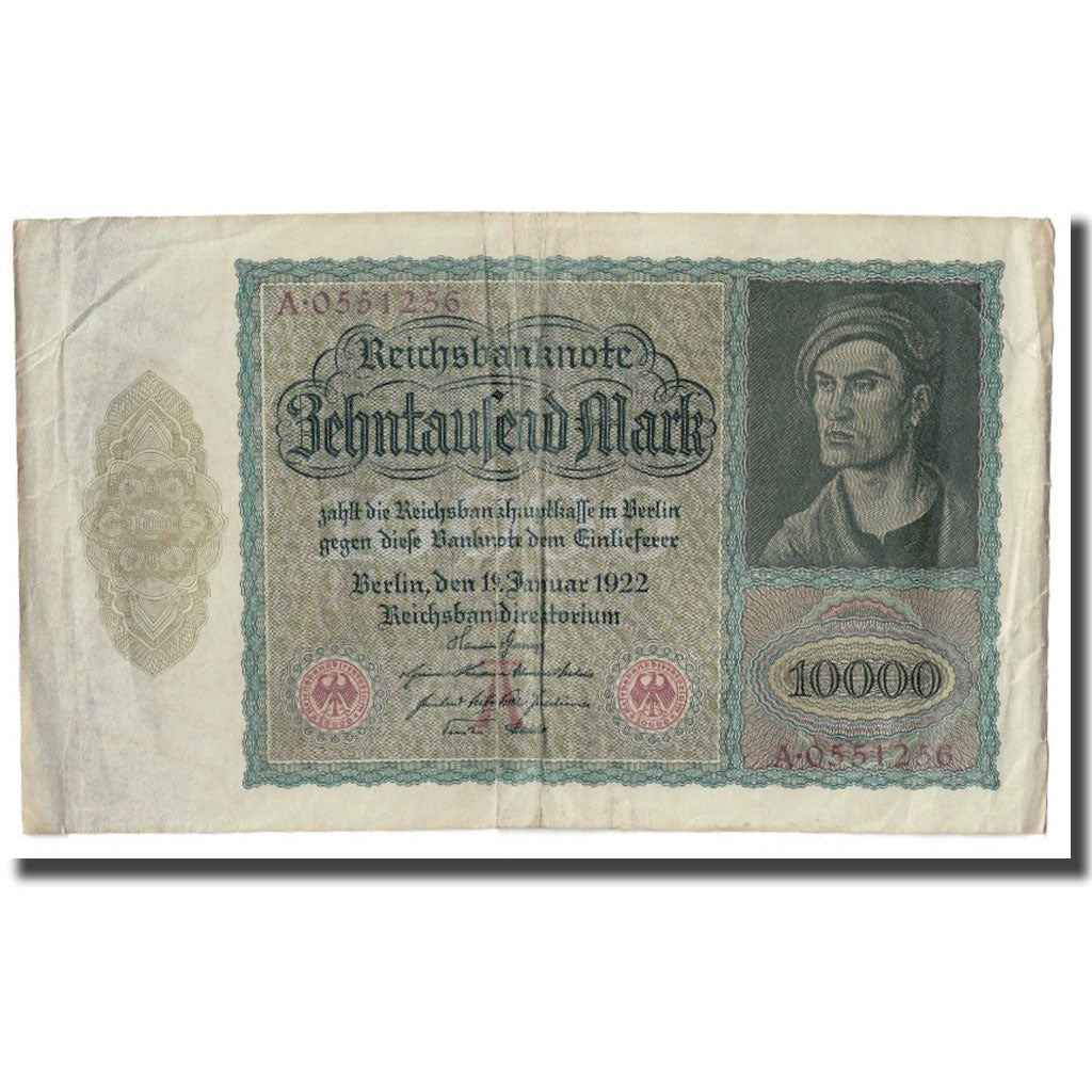 Banknote, Germany, 10,000 Mark, 1922, 1922-01-19, KM:72, EF(40-45)
