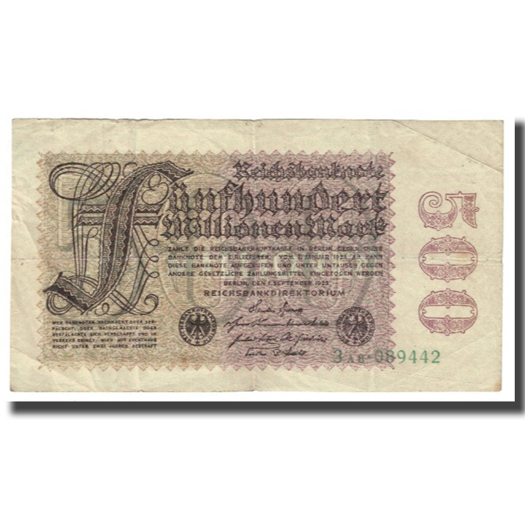 Banknote, Germany, 500 Millionen Mark, 1923, 1923-09-01, KM:110a, EF(40-45)