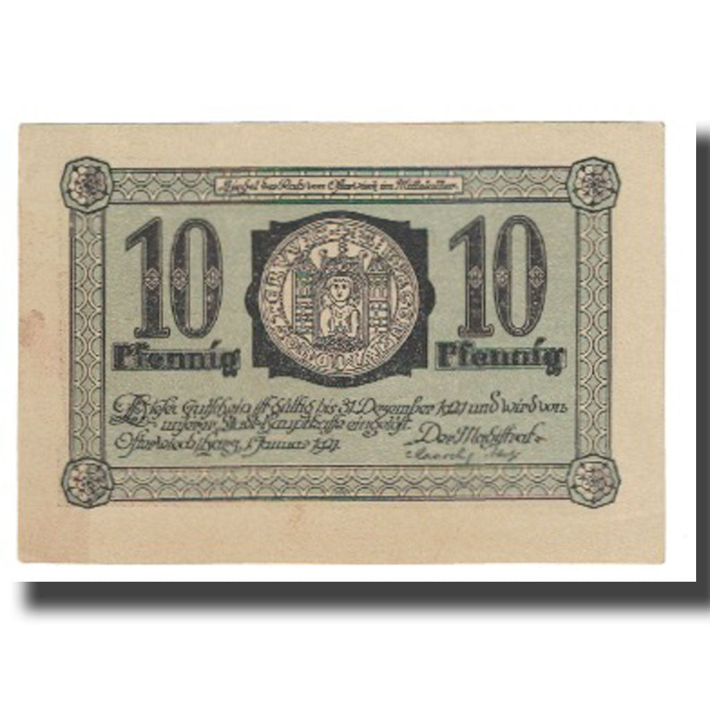 Banknote, Germany, 10 Pfennig, statue, 1921, 1921-01-01, HARZ, UNC(63)