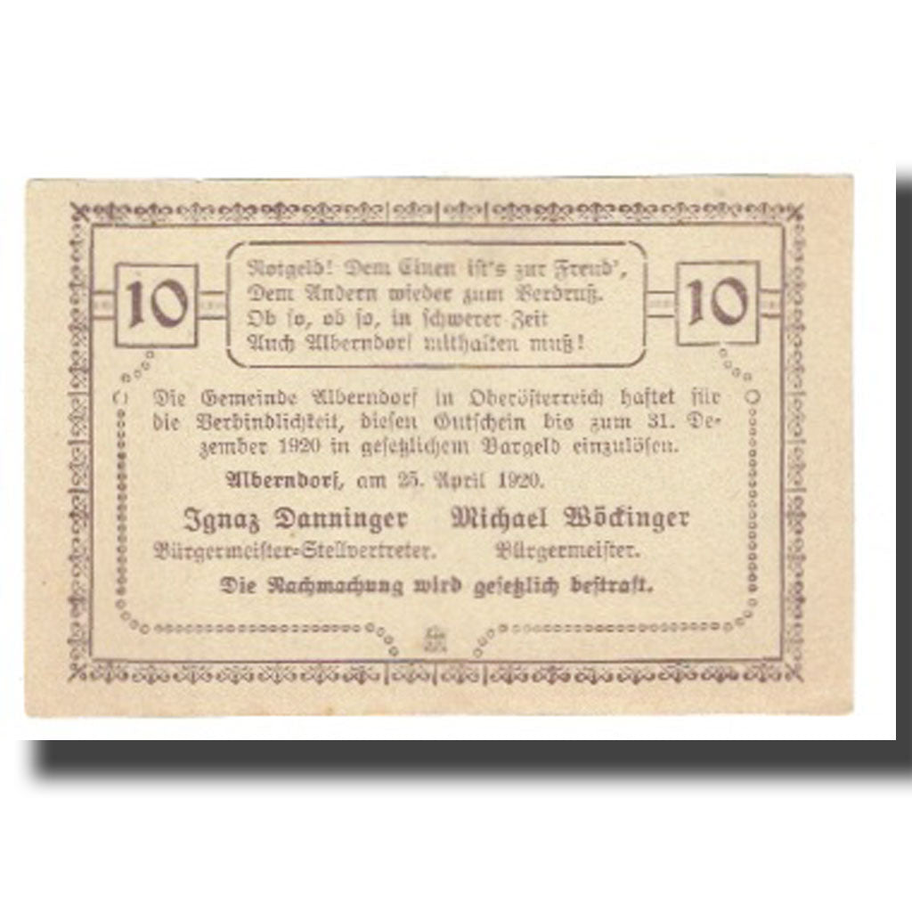 Banknote, Austria, 10 Heller, paysage, 1920, 1920-04-25, GUTSCHEIN, UNC(65-70)