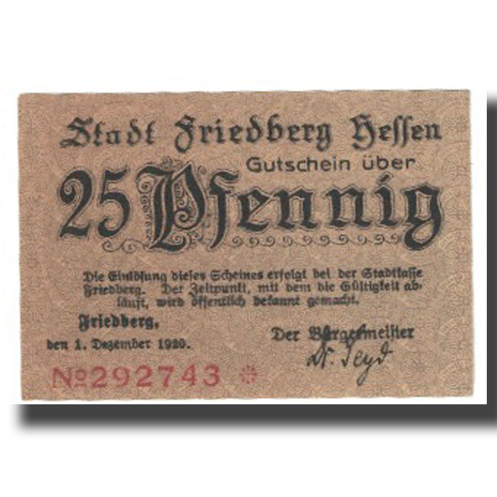 Banknote, Germany, 25 Pfennig, château, 1920, 1920-12-01, FRIEDBERG