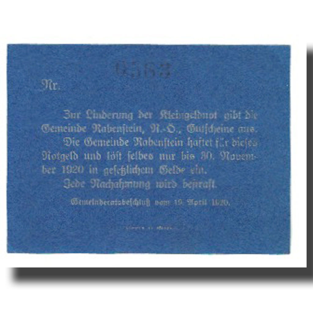 Banknote, Austria, 10 Heller, paysage, 1920, 1920-04-19, RABENHEIN, UNC(65-70)