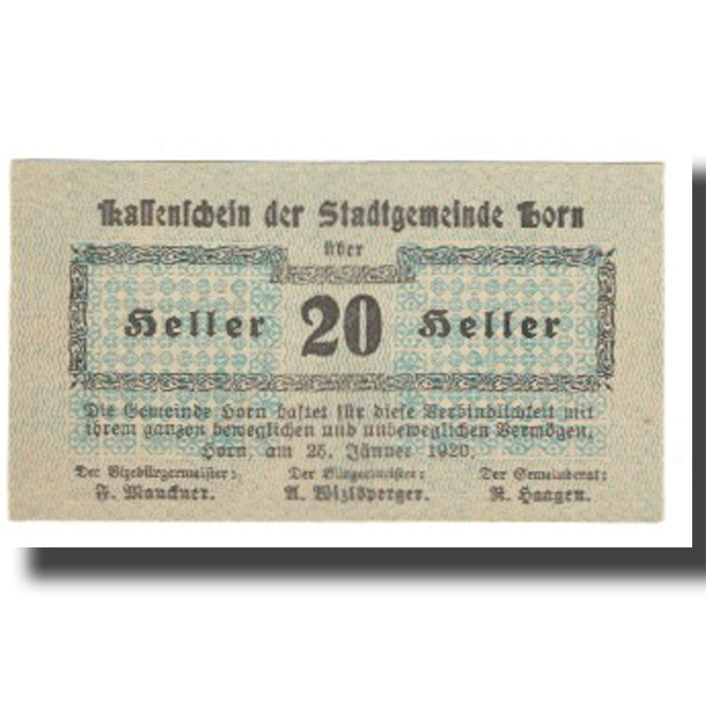Banknote, Austria, 20 Heller, tour, 1920, 1920-01-25, STADTGEMEINDE, UNC(65-70)