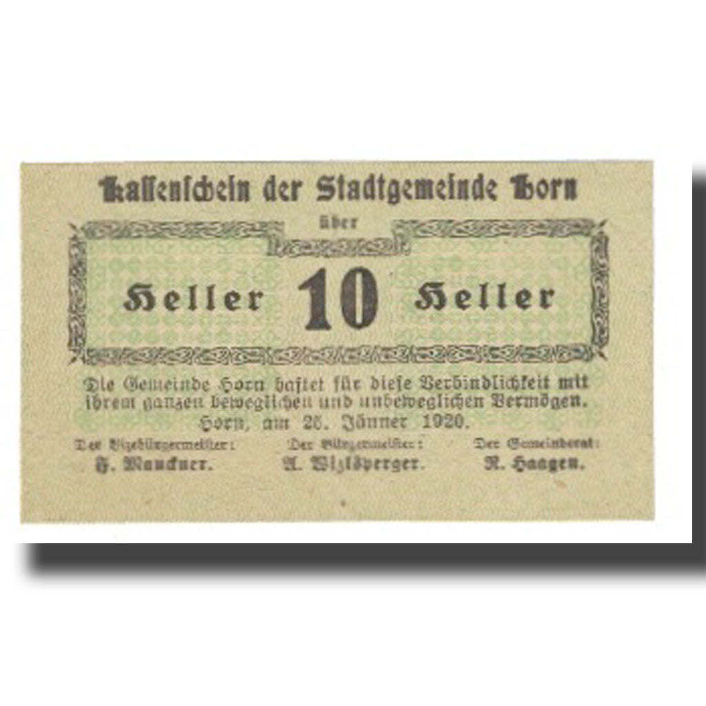 Geldschein, Österreich, 10 Heller, Texte, 1920, 1920-01-25, STADTGEMEINDE, UNZ