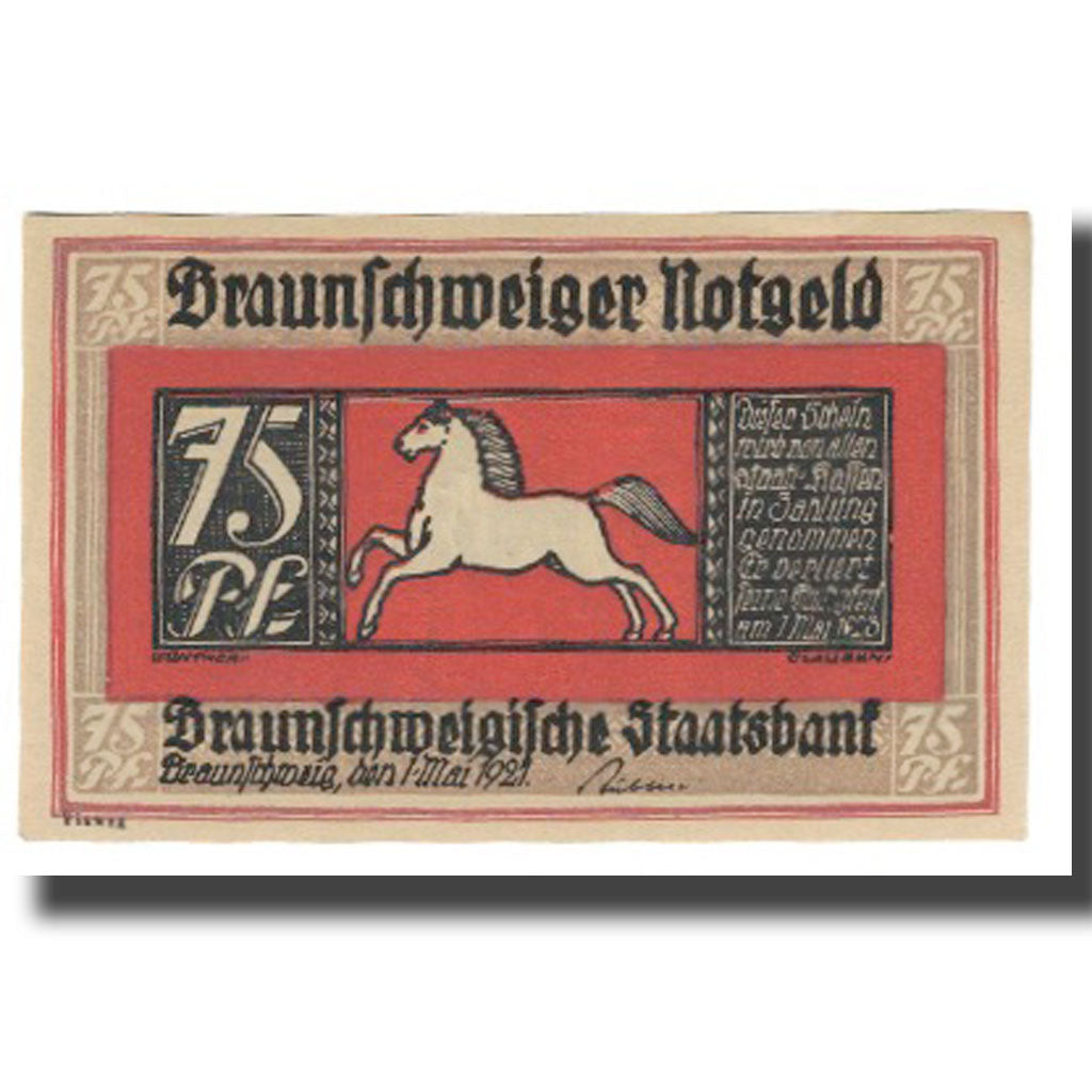 Banknote, Germany, Braunschweig, 75 Pfennig, place, 1921, 1921-05-01