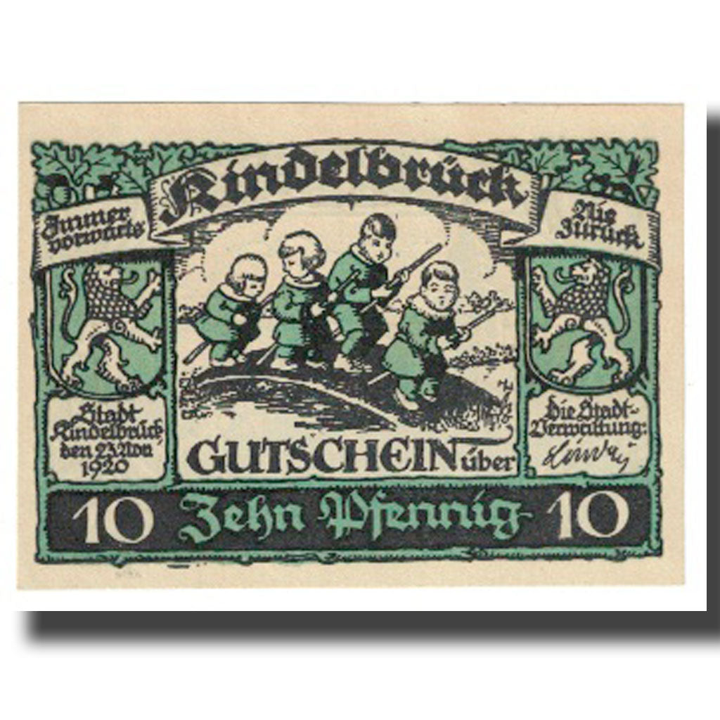 Billet, Allemagne, Kindelbrück, 10 Pfennig, personnage, 1920, 1920-11-23, NEUF