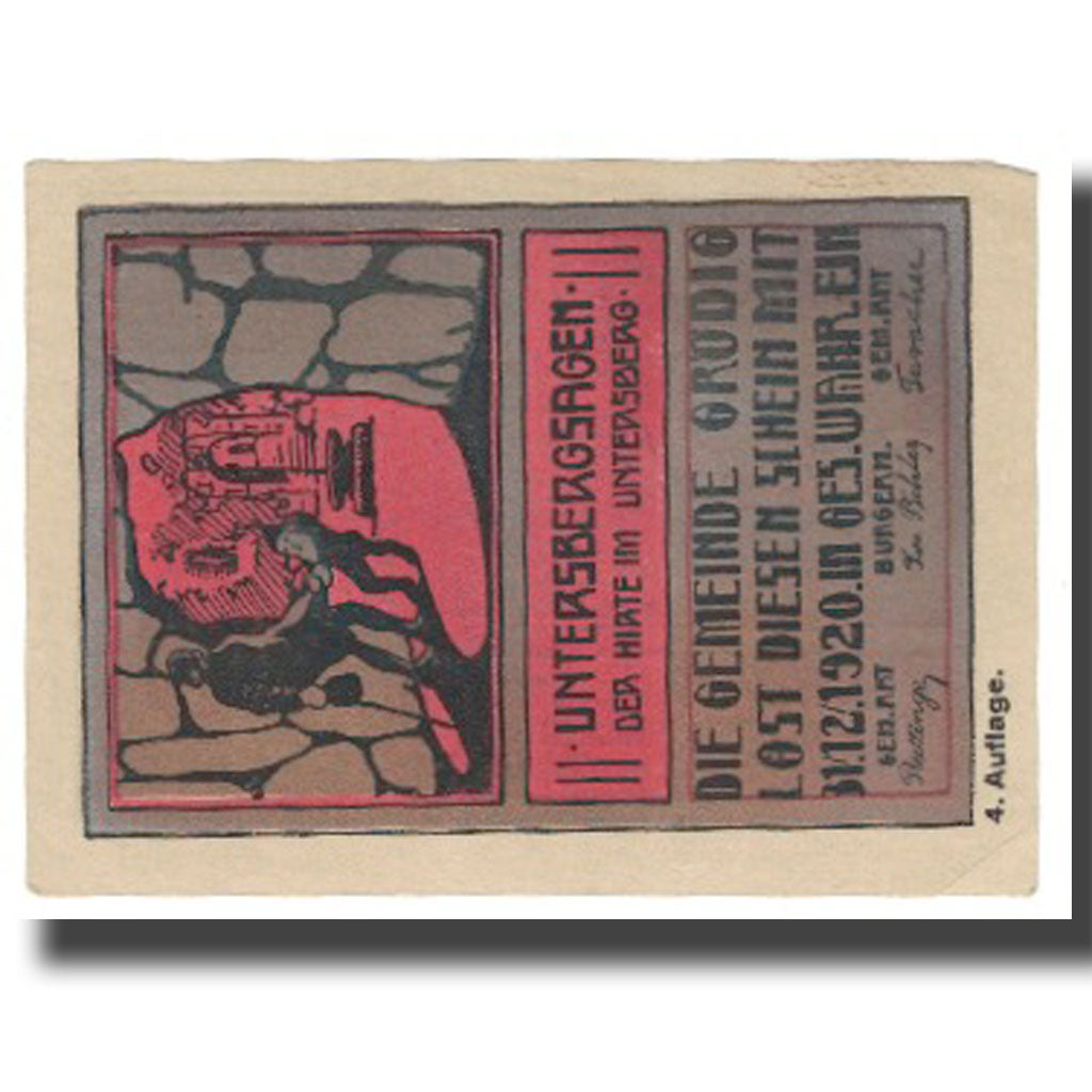 Banknote, Austria, Grödig, 10 Heller, personnage, 1920, 1920-12-31, UNC(65-70)