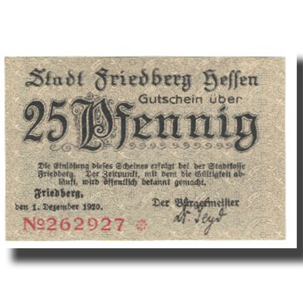 Banknote, Germany, Friedberg, 25 Pfennig, château, 1920, 1920-12-01