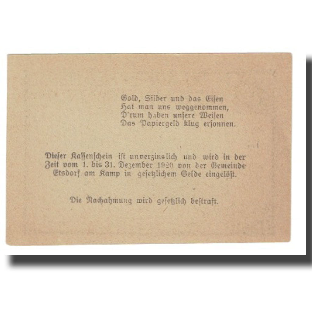 Banknote, Austria, Etsdorf N.Ö. Gemeinde, 10 Heller, rue, 1920, UNC(65-70)