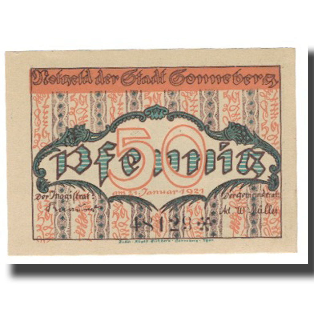 Banknote, Germany, Sonneberg, 50 Pfennig, tour, UNC(65-70), Mehl:1244.1a