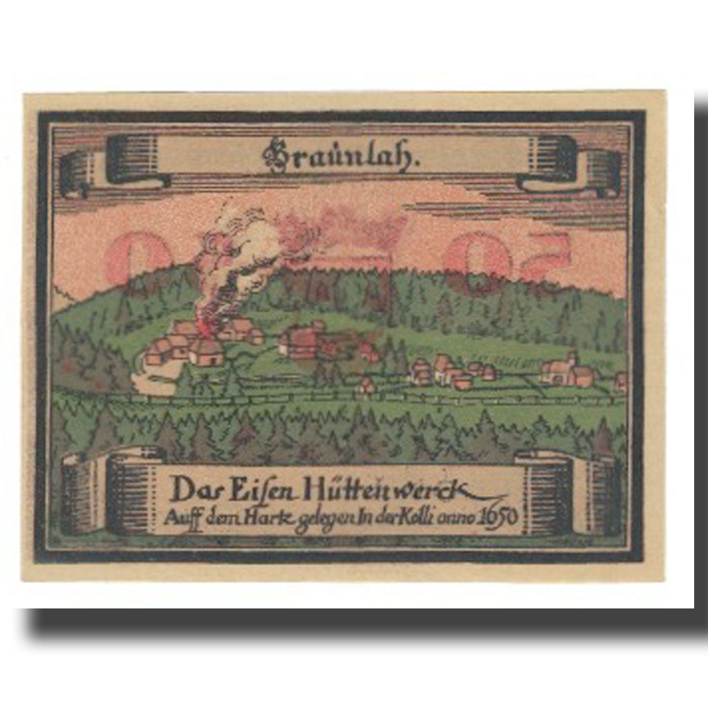 Billet, Allemagne, Braunlage, 50 Pfennig, village, 1921, 1921-12-31, NEUF