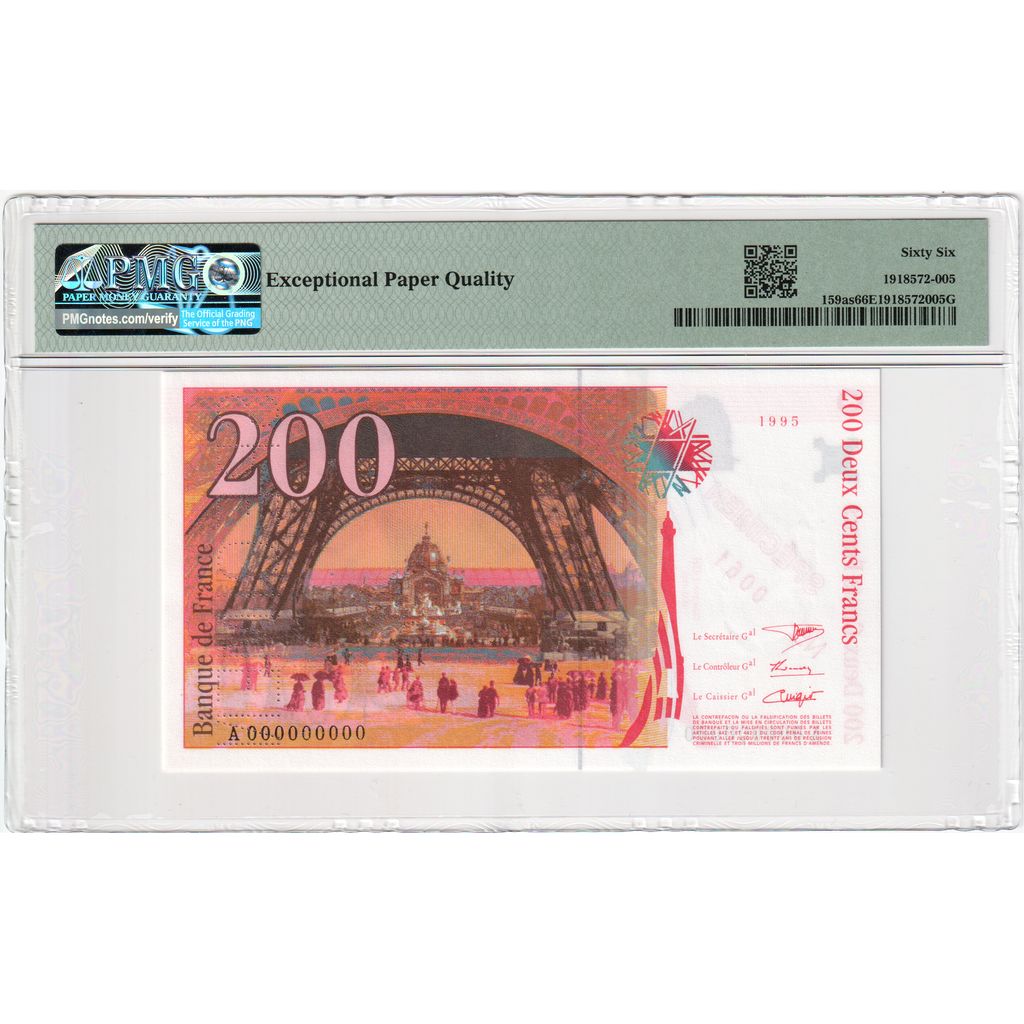 France, 200 Francs, A, UNC 66 EPQ, PMG
