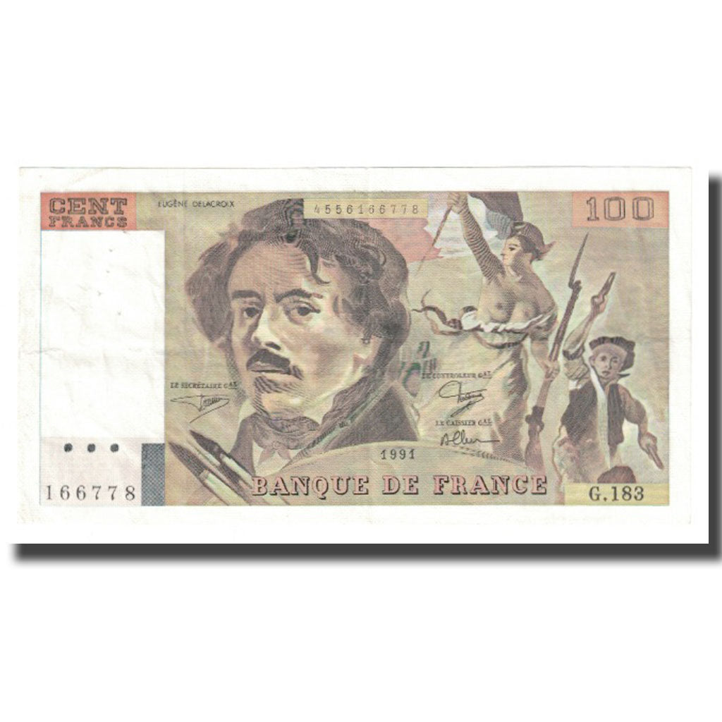 France, 100 Francs, 1991, D.Bruneel-B.Dentaud-A.Charriau, AU(55-58)