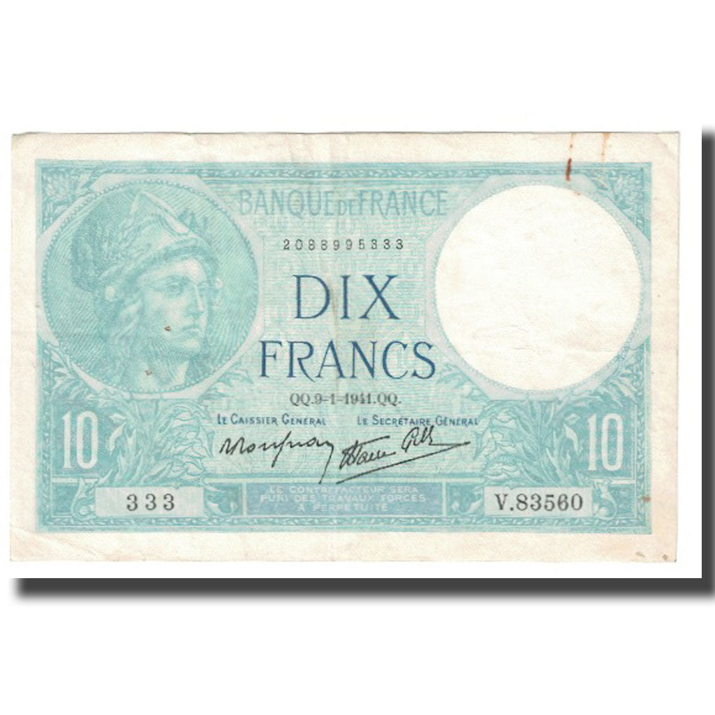 Frankrijk, 10 Francs, 1941, P. Rousseau and R. Favre-Gilly, 1941-01-09, SUP