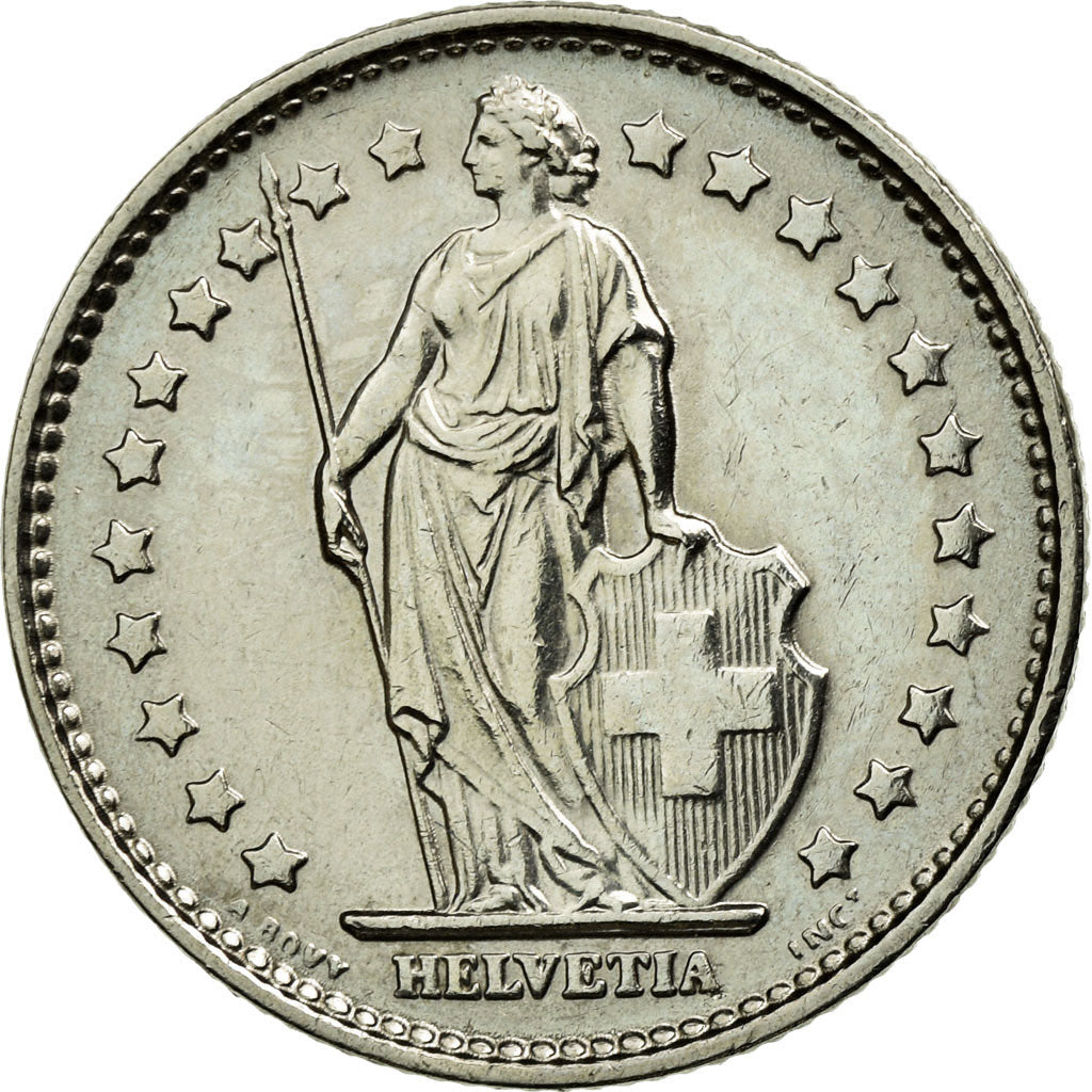 Coin, Switzerland, Franc, 1968, Bern, EF(40-45), Copper-nickel, KM:24a.1
