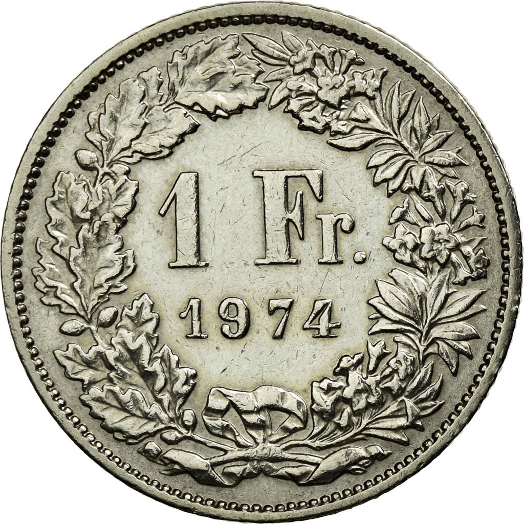 Coin, Switzerland, Franc, 1974, Bern, EF(40-45), Copper-nickel, KM:24a.1