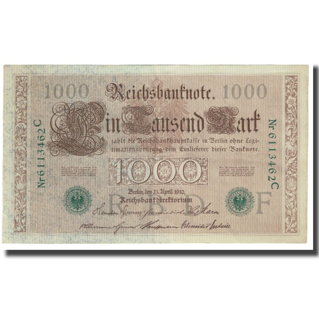 Banknot, Niemcy, 1000 Mark, 1910, 1910-04-21, KM:45b, AU(55-58)