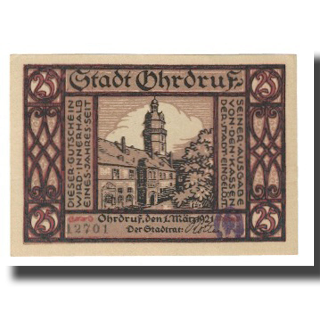 Banknote, Germany, Ohrdruf, 25 Pfennig, village, UNC(65-70), Mehl:1012.3bx