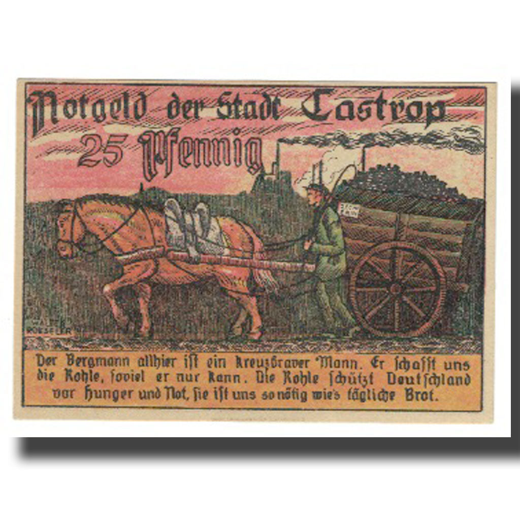 Banknote, Germany, Castrop, 25 Pfennig, personnage, UNC(65-70), Mehl:223.1
