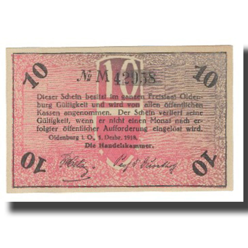 Banknote, Germany, Oldenburg Handelskammer, 10 Pfennig, personnage, UNC(65-70)