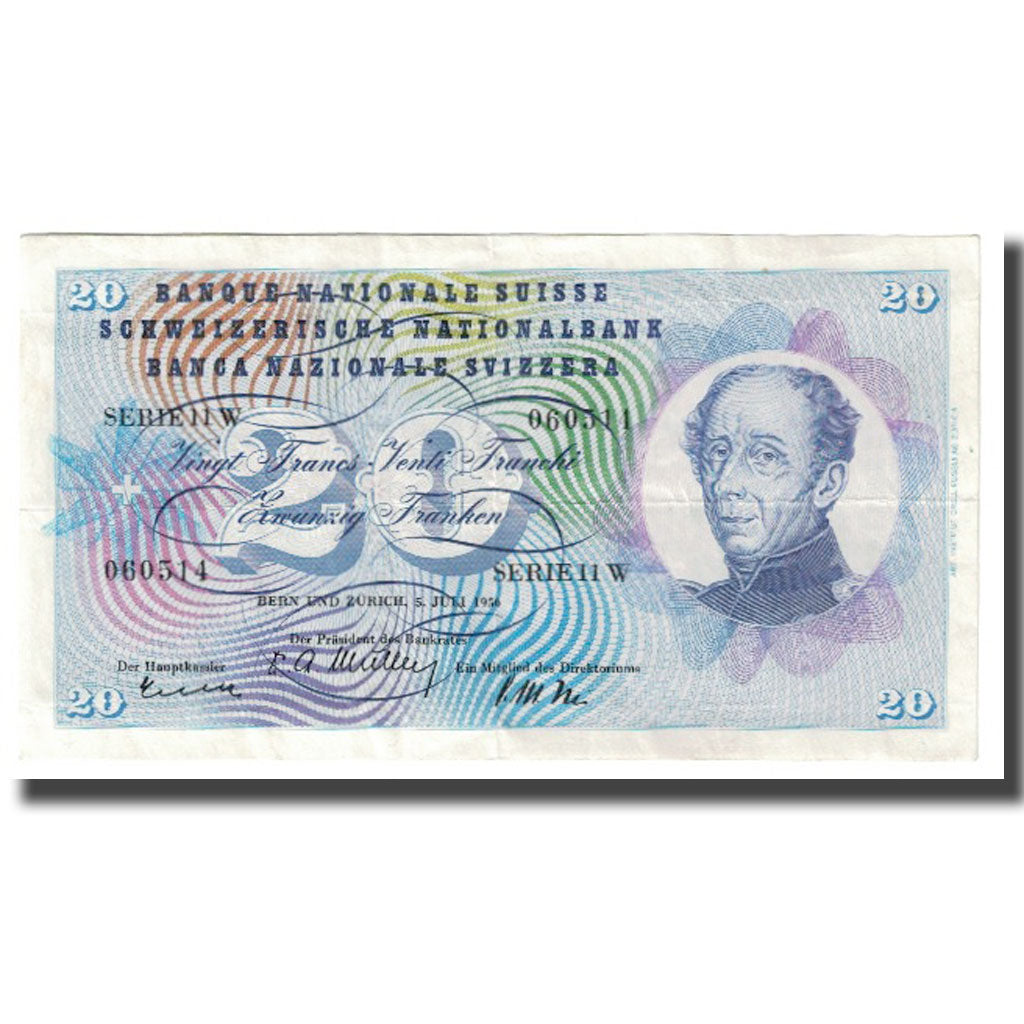 Nota, Suíça, 20 Franken, 1956, 1956-07-05, KM:46d, EF(40-45)