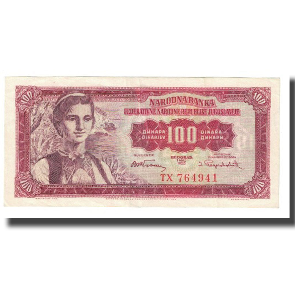 Billet, Yougoslavie, 100 Dinara, 1955, 1955-05-01, KM:69, TTB