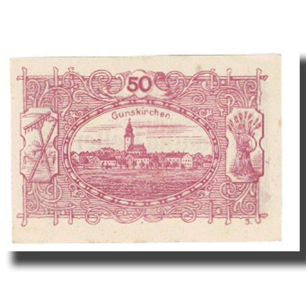 Banknote, Austria, Gunskirchen, 50 Heller, paysage, 1920, 1920-12-31, EF(40-45)