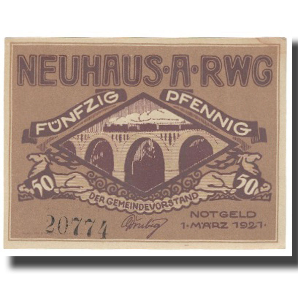 Banknote, Germany, Neuhaus am Rennweg Gemeinde, 50 Pfennig, pont, 1921