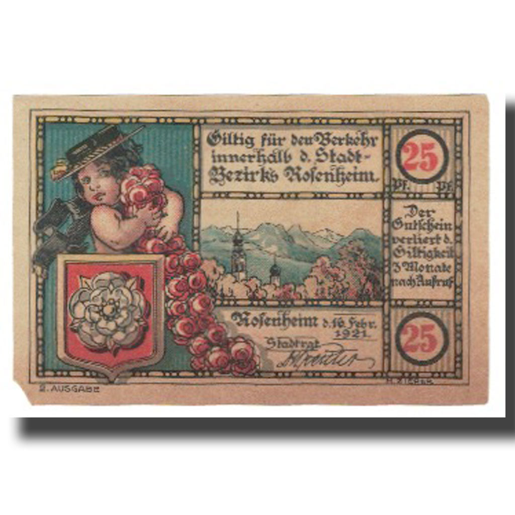 Banknote, Germany, Rosenheim, 25 Pfennig, Ville, 1921, 1921-02-16, EF(40-45)