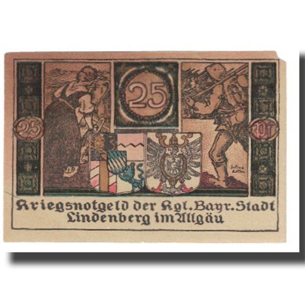 Banknote, Germany, Lindenberg, 25 Pfennig, Blason, 1919, 1919-01-13, EF(40-45)
