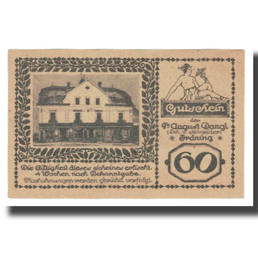 Nota, Áustria, Irdning Stm. Prv. Fa. August Dangl Gemeinde, 60 Heller