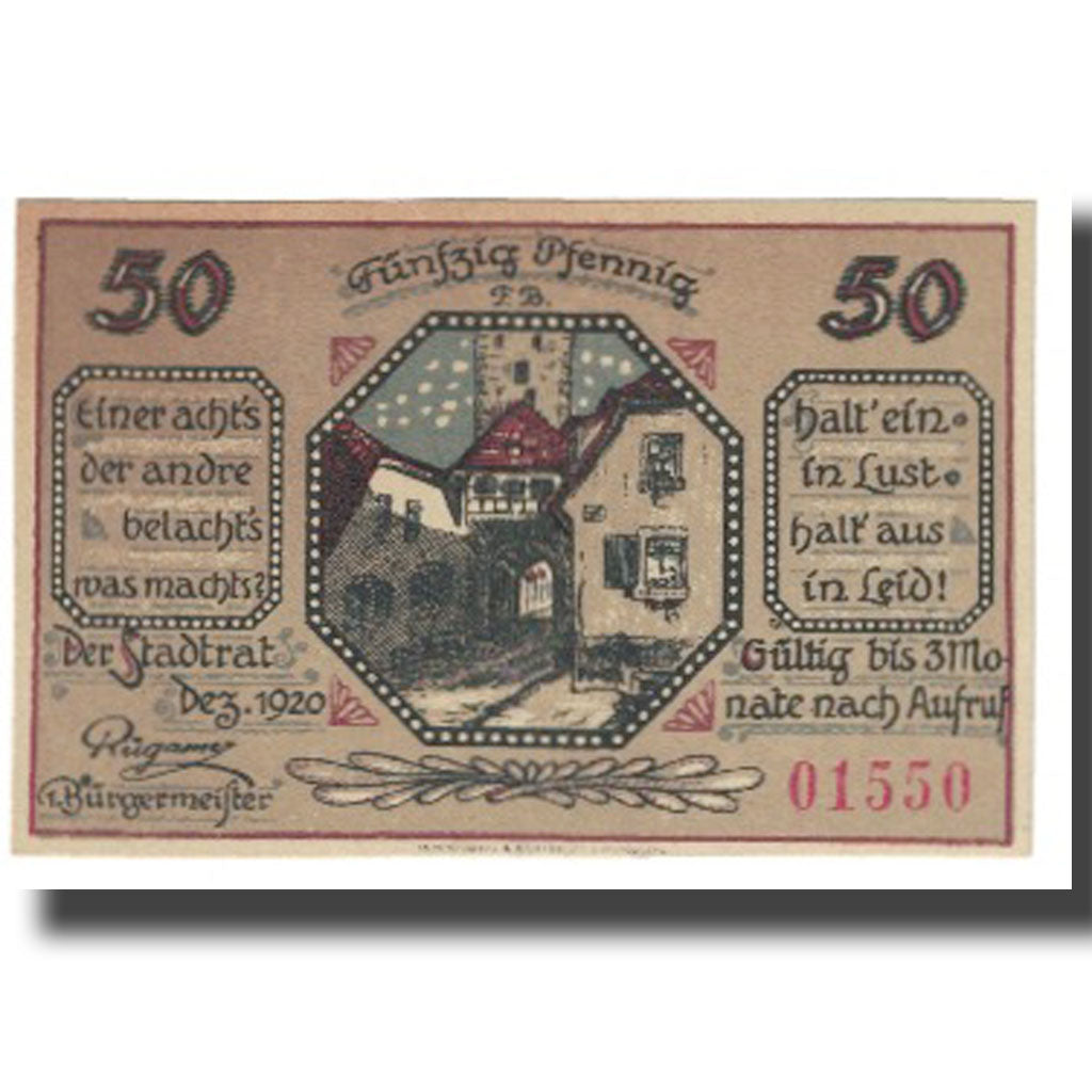 Banknote, Germany, Mainbernheim Stadt, 50 Pfennig, Ville, 1920, UNC(63)