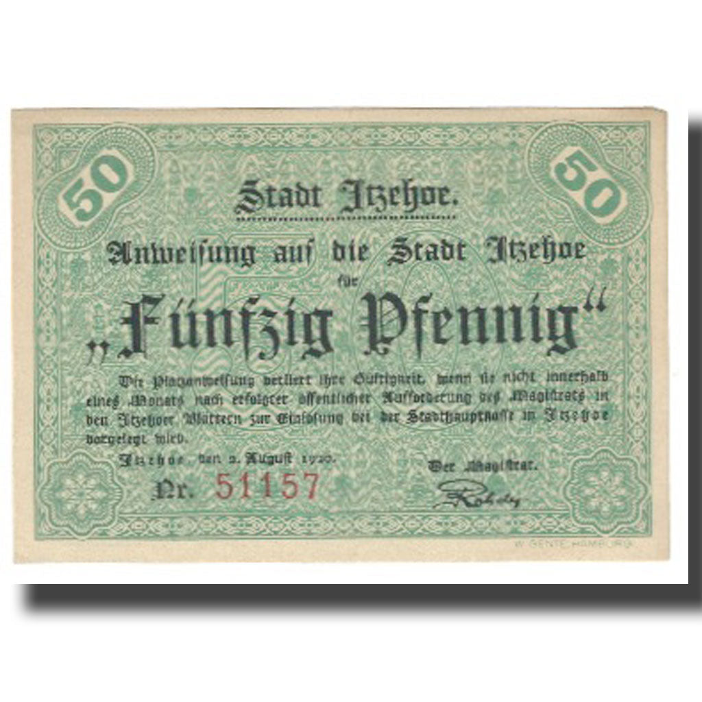 Banknote, Germany, Itzehoe Stadt, 50 Pfennig, personnage, 1920, 1920-08-02