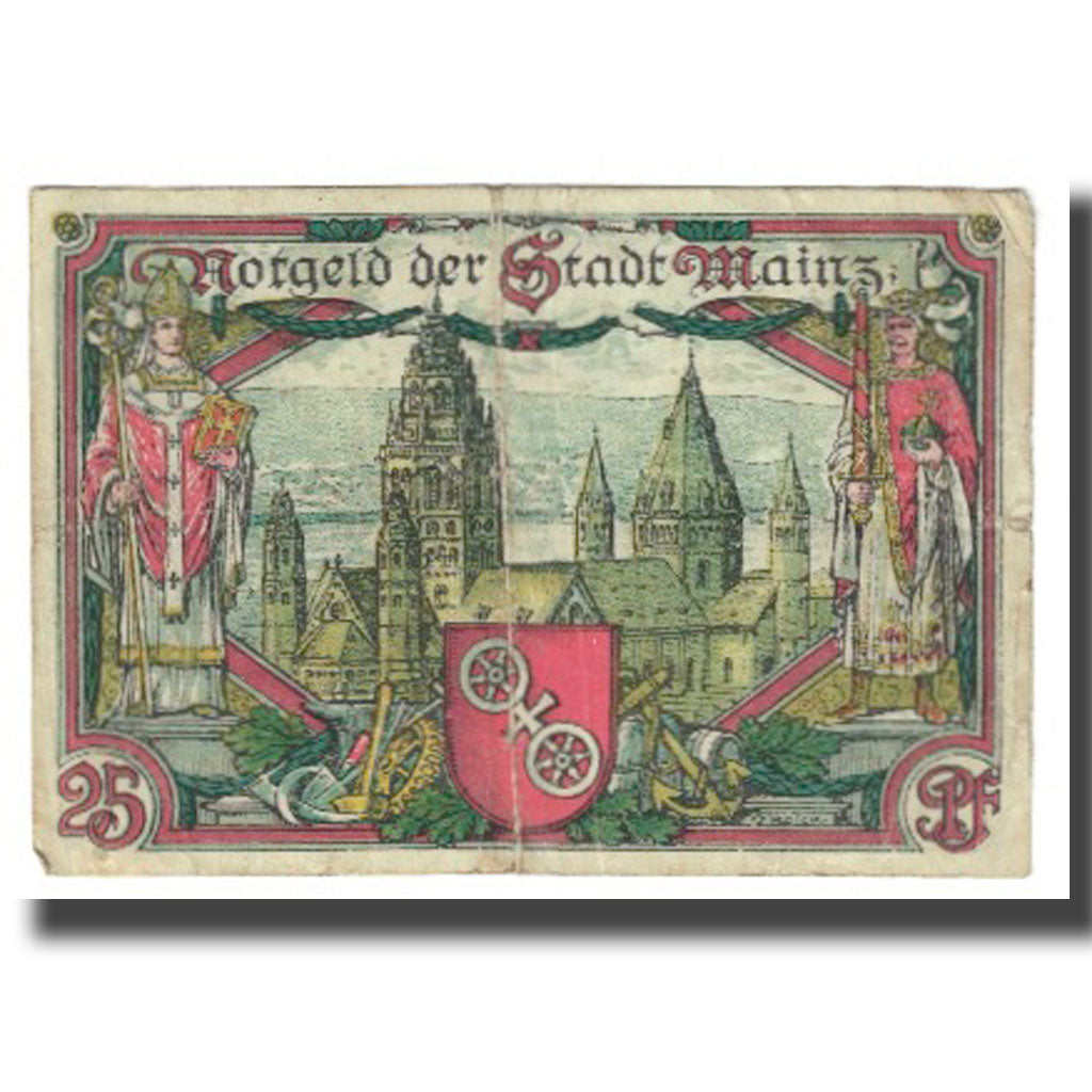 Banknote, Germany, Mainz Stadt, 25 Pfennig, château, 1921, 1921-01-01