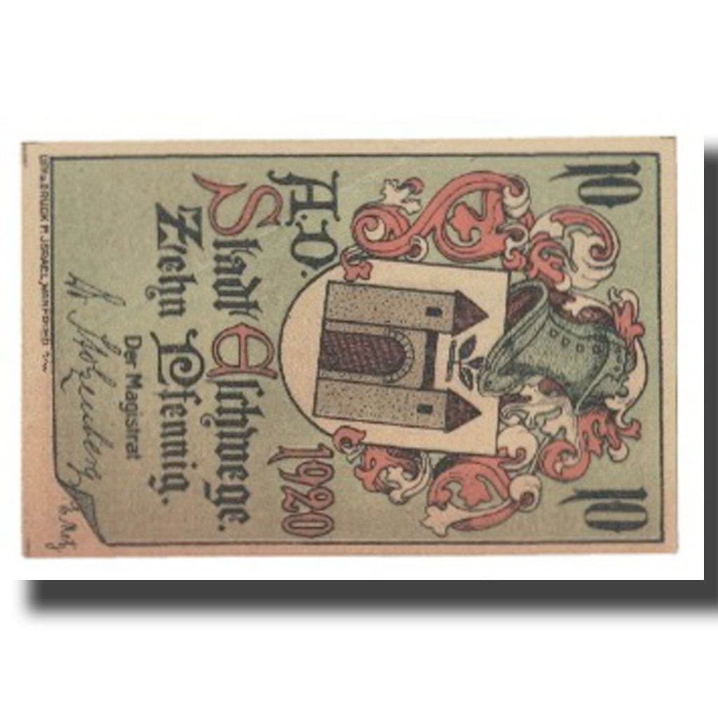 Nota, Alemanha, 10 Pfennig, château, UNC(63)