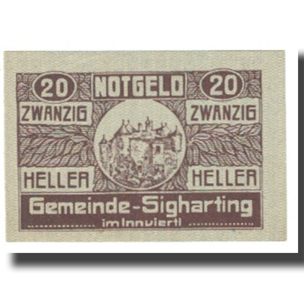 Banknote, Austria, Sigharting im Innviertel O.Ö. Gemeinde, 20 Heller, Blason