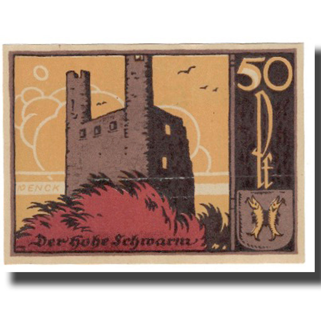Banknote, Germany, SAAFELD, 50 Pfennig, château, 1921, 1921-04-15, UNC(63)